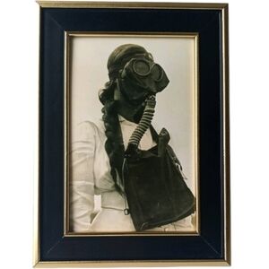 Vintage WW2 GasMask Woman Oddity Retro Gothic Rare Photograph Beautiful Art
